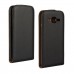 Samsung Galaxy J2 J200 - Genuine Leather Up Down Flip Protective Phone Cover Case - Black